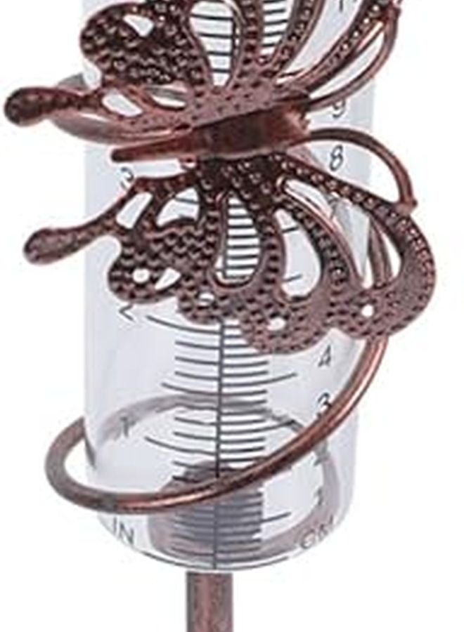 مقياس مطر حديقة معدني مع وتد، أنبوب زجاجي شفاف، أداة قياس هطول الأمطار سهلة القراءة - Image 1